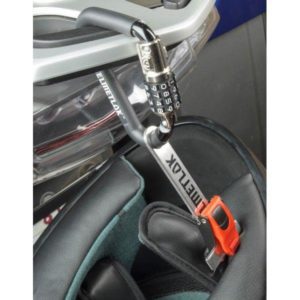 Motorcycle helmet lock with carabiner