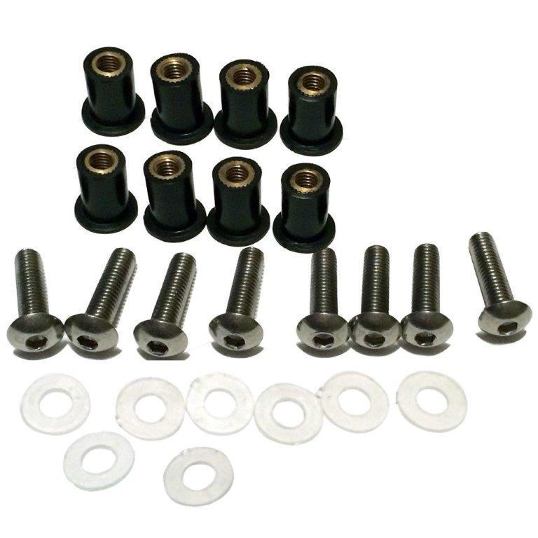 SCREEN/FAIRING 10 PIECE MOTORCYCLE BOLT SCREW KIT WITH WASHERS AND WELL NUTS 