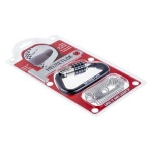 Motorcycle helmet lock with carabiner